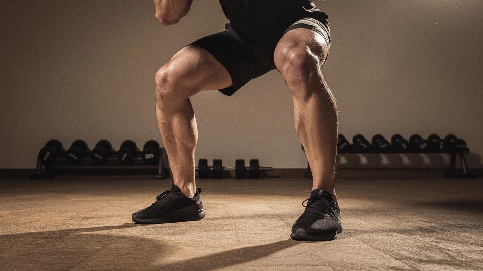 Athlete performing a controlled strength movement in a minimal training studio