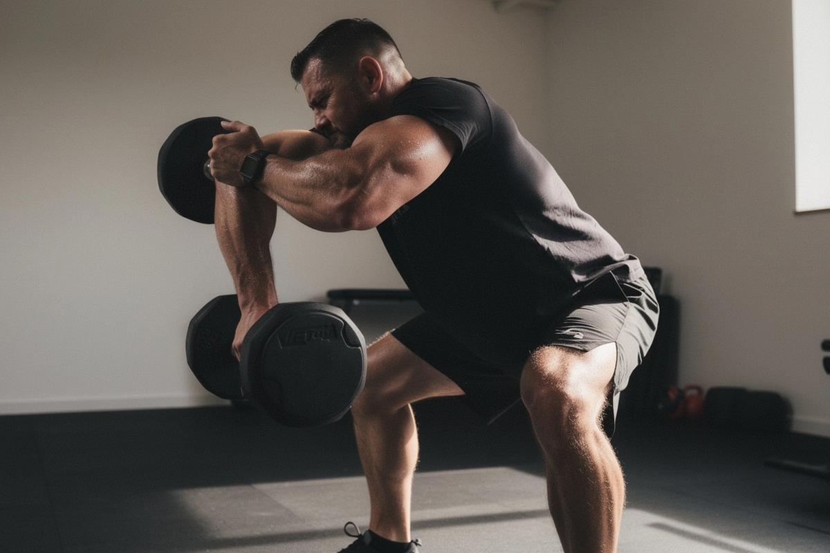 Controlled strength training movement in a premium studio setting